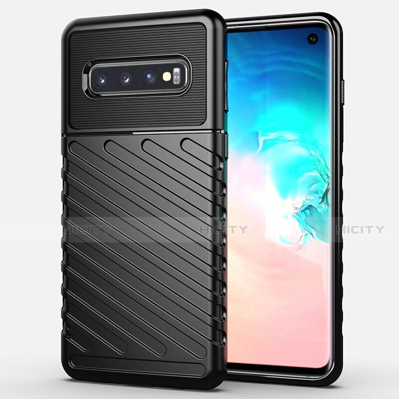 Coque Silicone Housse Etui Gel Line C02 pour Samsung Galaxy S10 5G Noir Plus