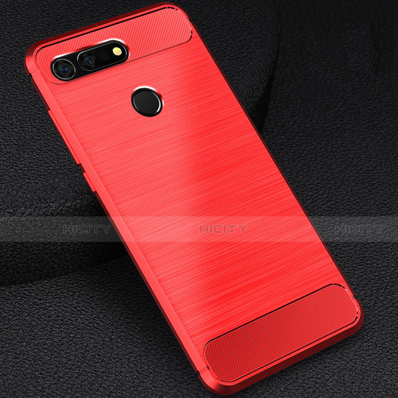 Coque Silicone Housse Etui Gel Line C03 pour Huawei Honor V20 Rouge Plus