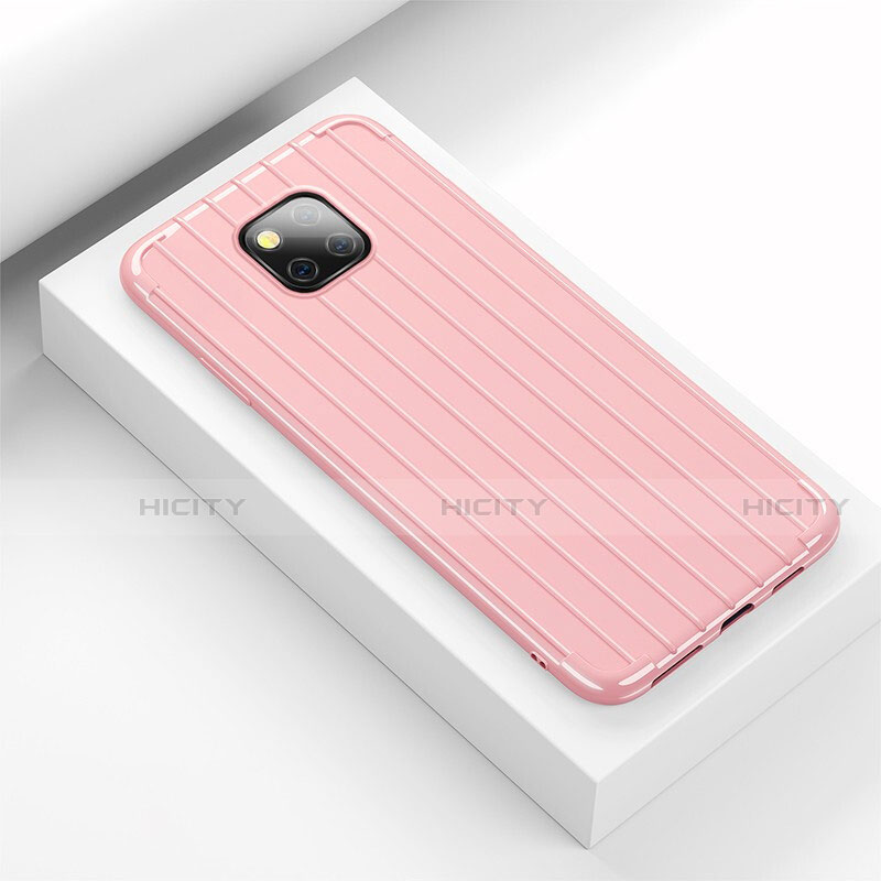 Coque Silicone Housse Etui Gel Line C03 pour Huawei Mate 20 Pro Rose Plus