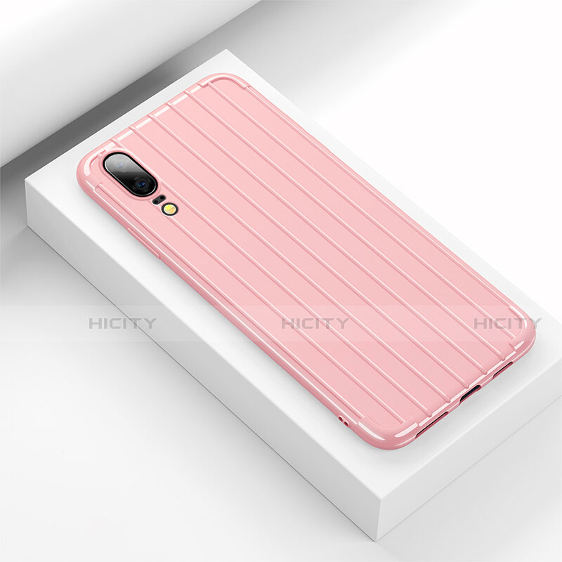 Coque Silicone Housse Etui Gel Line C03 pour Huawei P20 Rose Plus