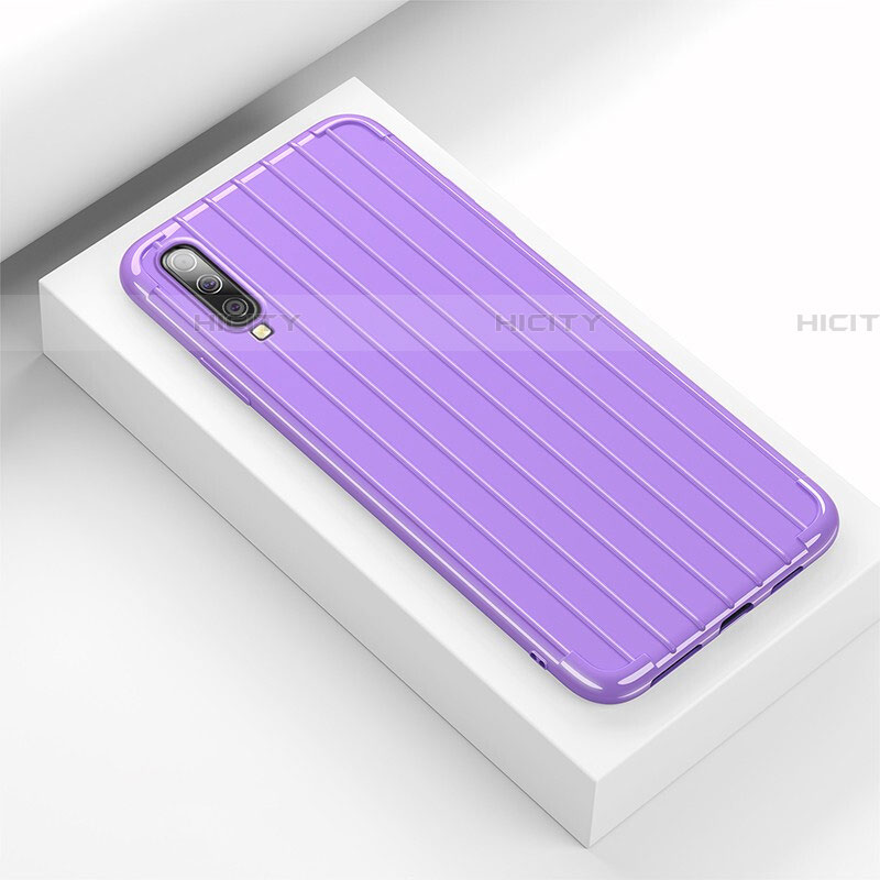 Coque Silicone Housse Etui Gel Line C03 pour Samsung Galaxy A70 Violet Plus