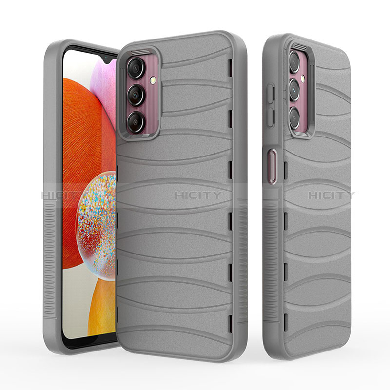 Coque Silicone Housse Etui Gel Line KC1 pour Samsung Galaxy A14 4G Gris Plus