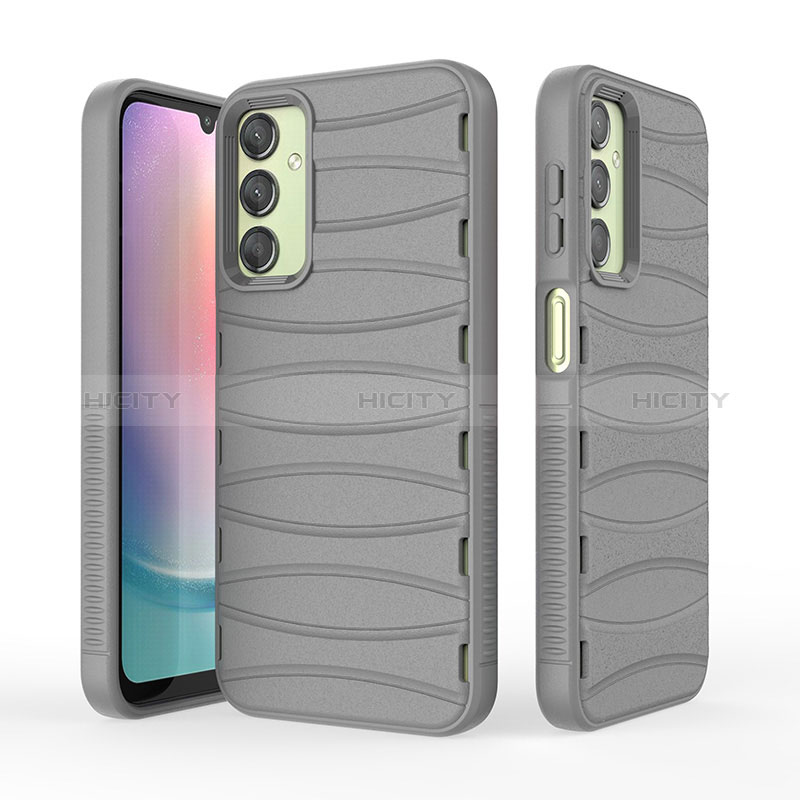 Coque Silicone Housse Etui Gel Line KC1 pour Samsung Galaxy A24 4G Gris Plus