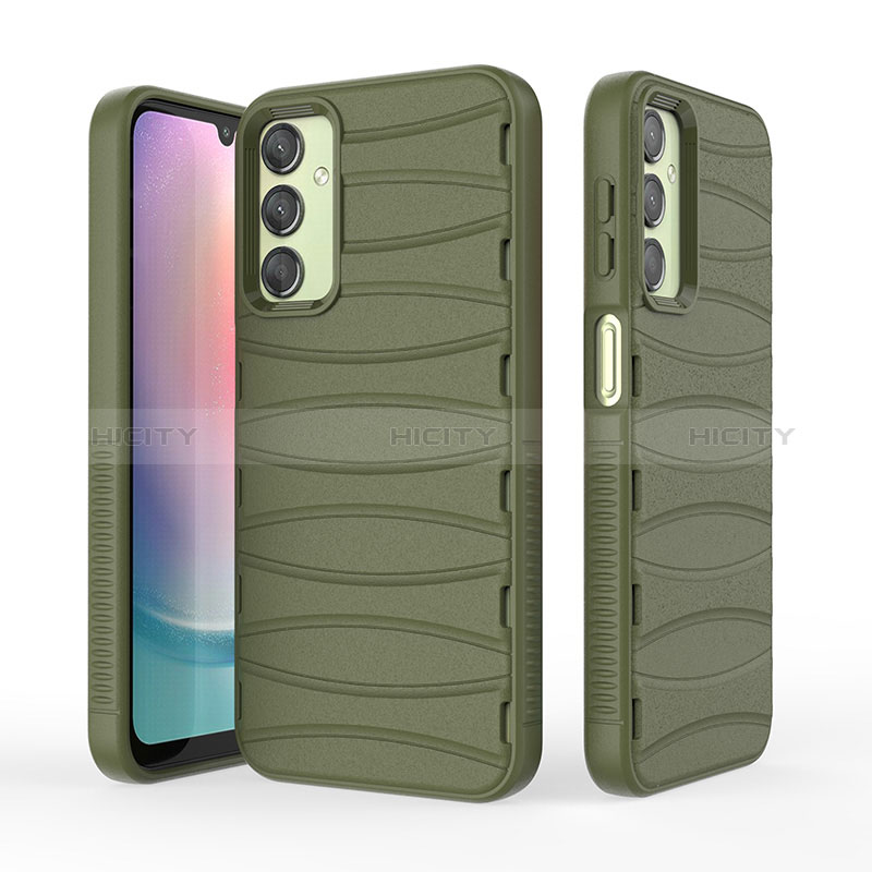 Coque Silicone Housse Etui Gel Line KC1 pour Samsung Galaxy A24 4G Vert Plus