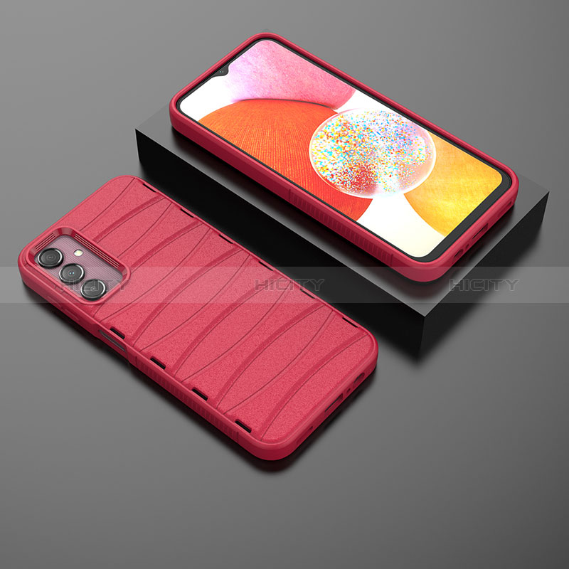 Coque Silicone Housse Etui Gel Line KC2 pour Samsung Galaxy A14 4G Rouge Plus