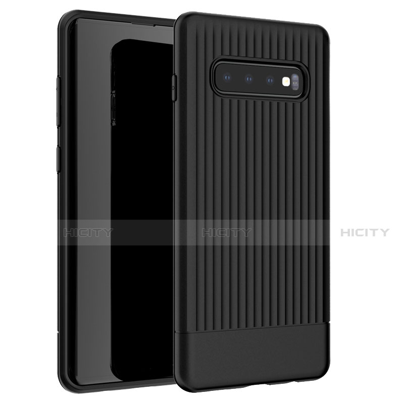 Coque Silicone Housse Etui Gel Line L01 pour Samsung Galaxy S10 5G Noir Plus