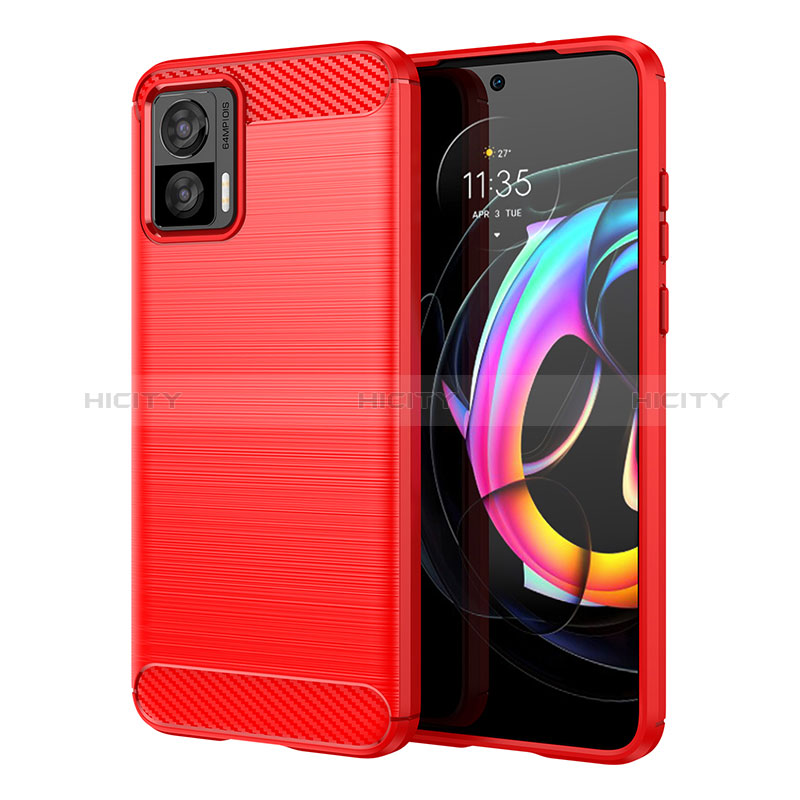 Coque Silicone Housse Etui Gel Line MF1 pour Motorola Moto Edge 30 Lite 5G Rouge Plus