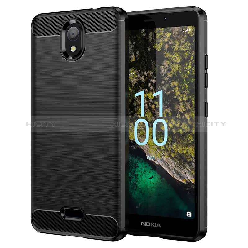 Coque Silicone Housse Etui Gel Line MF1 pour Nokia C100 Noir Plus