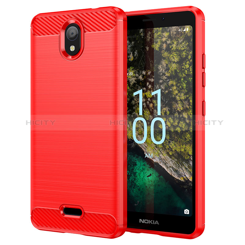 Coque Silicone Housse Etui Gel Line MF1 pour Nokia C100 Rouge Plus