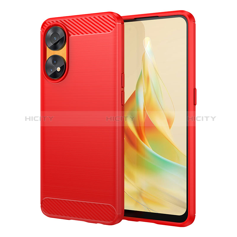 Coque Silicone Housse Etui Gel Line MF1 pour Oppo Reno8 T 4G Rouge Plus