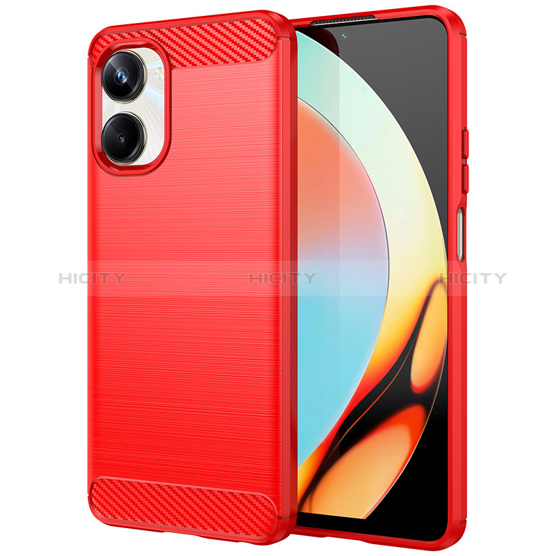 Coque Silicone Housse Etui Gel Line MF1 pour Realme 10 Pro 5G Rouge Plus