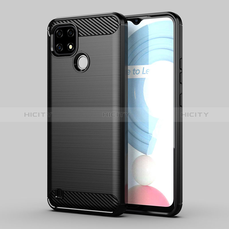 Coque Silicone Housse Etui Gel Line MF1 pour Realme C25Y India Noir Plus