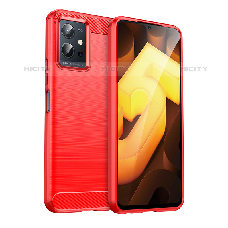 Coque Silicone Housse Etui Gel Line MF1 pour Vivo T1 5G India Rouge Plus