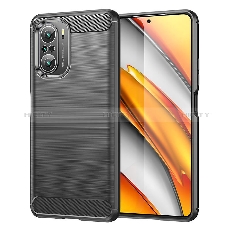 Coque Silicone Housse Etui Gel Line MF1 pour Xiaomi Redmi K40 Pro 5G Noir Plus