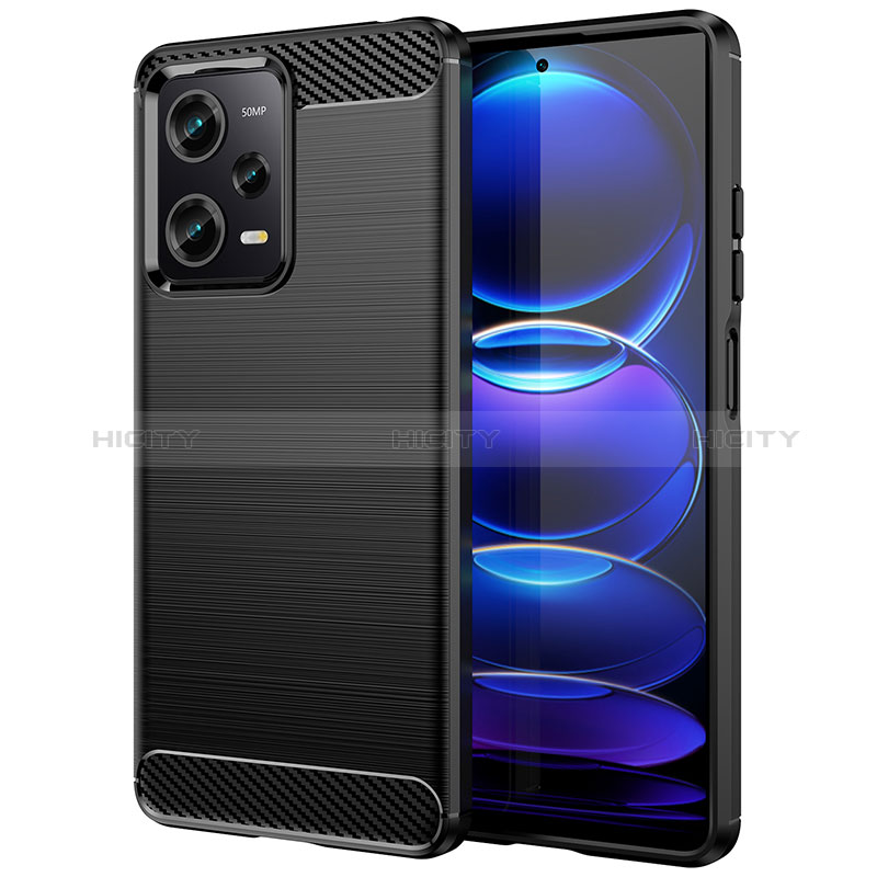 Coque Silicone Housse Etui Gel Line MF1 pour Xiaomi Redmi Note 12 Pro 5G Noir Plus