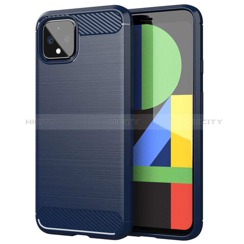 Coque Silicone Housse Etui Gel Line pour Google Pixel 4 Bleu Plus