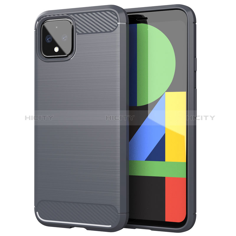 Coque Silicone Housse Etui Gel Line pour Google Pixel 4 Gris Plus