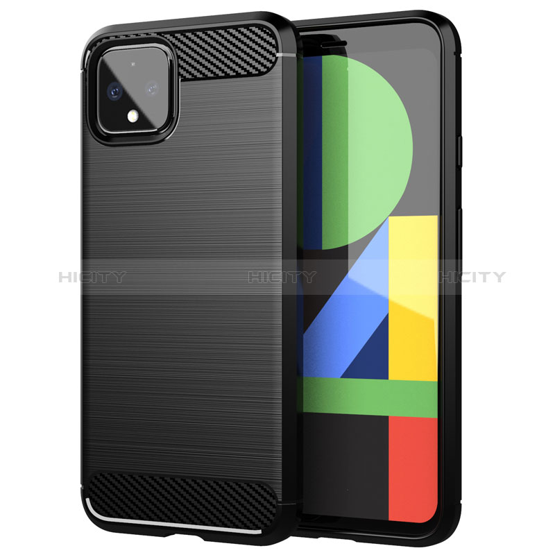 Coque Silicone Housse Etui Gel Line pour Google Pixel 4 Noir Plus