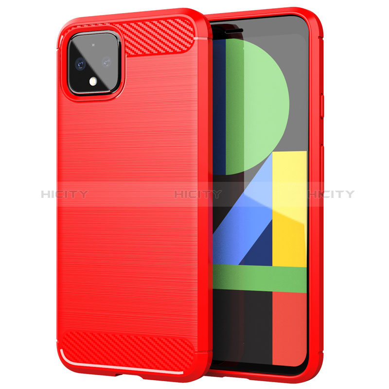 Coque Silicone Housse Etui Gel Line pour Google Pixel 4 Rouge Plus