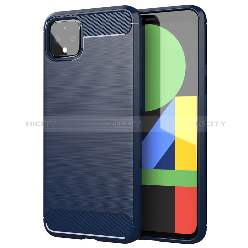 Coque Silicone Housse Etui Gel Line pour Google Pixel 4 XL Bleu Plus