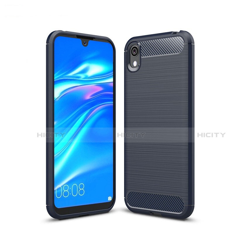 Coque Silicone Housse Etui Gel Line pour Huawei Enjoy 8S Bleu Plus