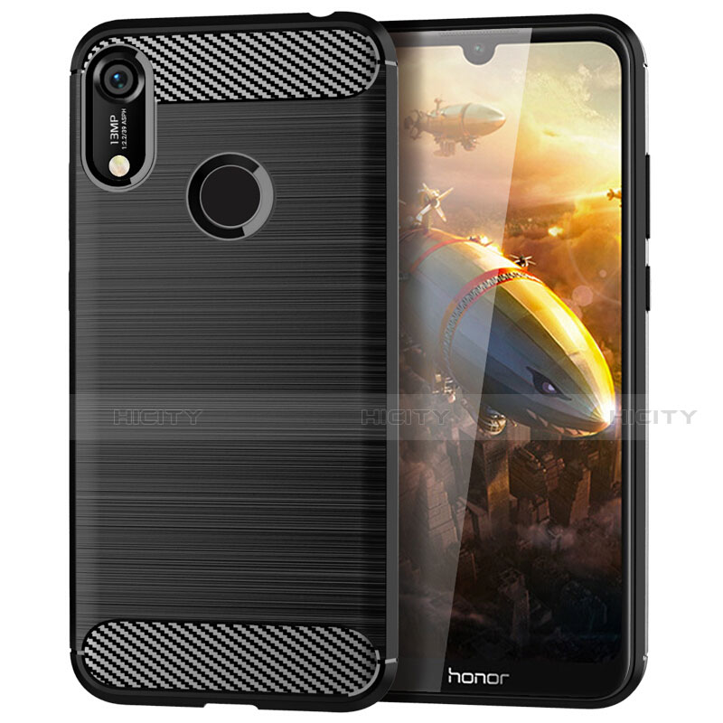 Coque Silicone Housse Etui Gel Line pour Huawei Honor 8A Noir Plus