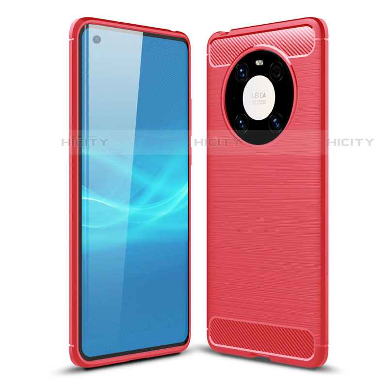 Coque Silicone Housse Etui Gel Line pour Huawei Mate 40 Rouge Plus