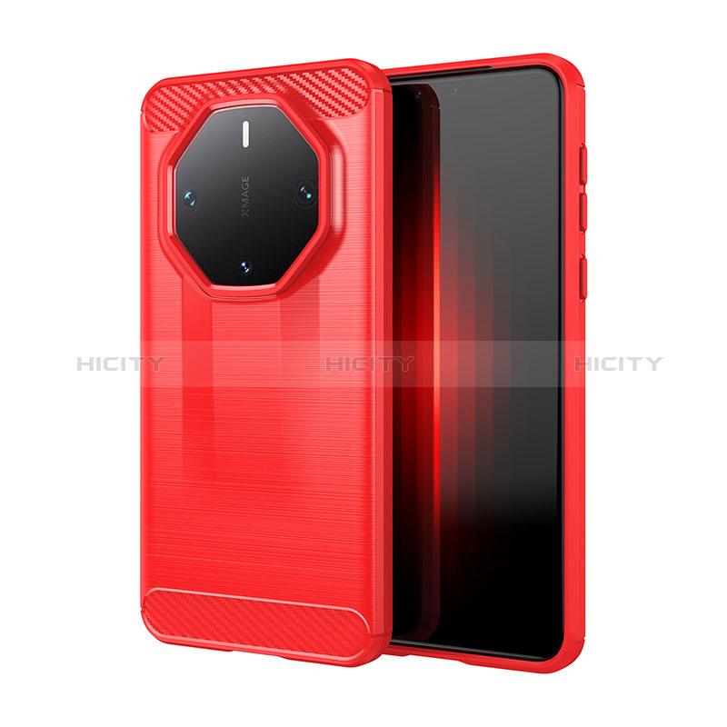 Coque Silicone Housse Etui Gel Line pour Huawei Mate 60 RS Ultimate Rouge Plus