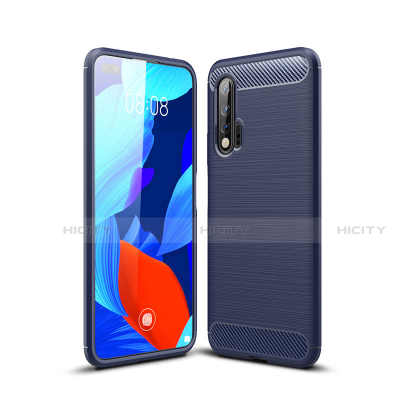 Coque Silicone Housse Etui Gel Line pour Huawei Nova 6 5G Bleu Plus