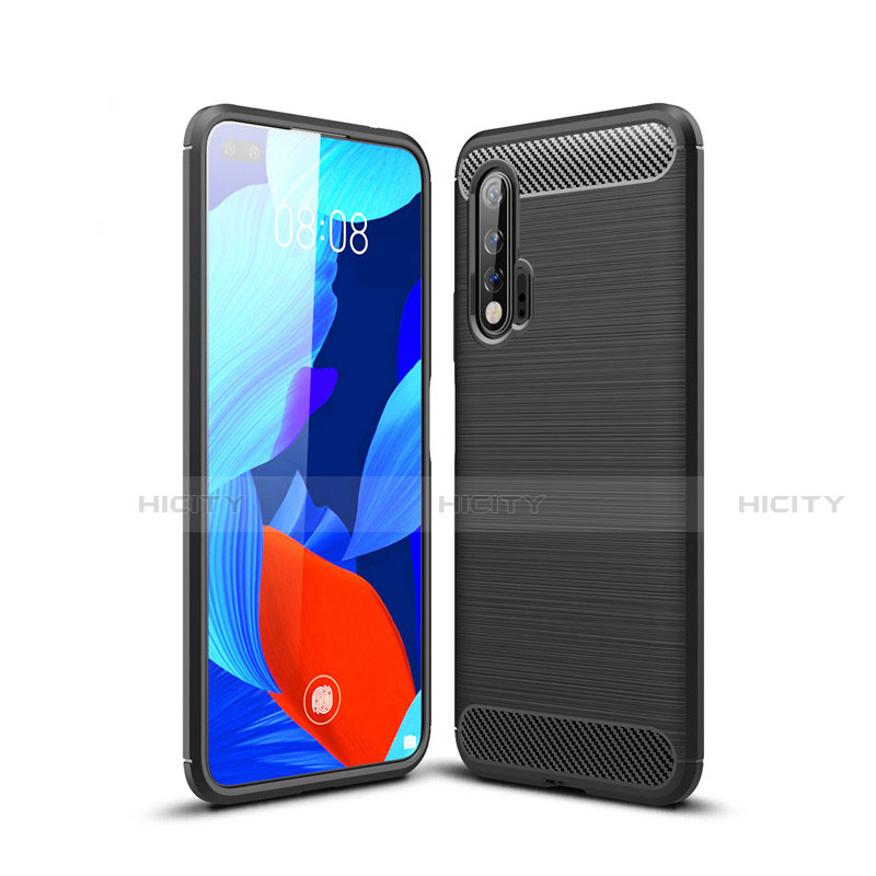 Coque Silicone Housse Etui Gel Line pour Huawei Nova 6 5G Noir Plus