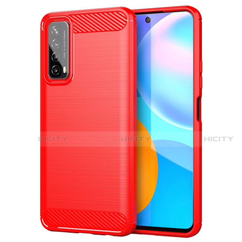 Coque Silicone Housse Etui Gel Line pour Huawei P Smart (2021) Rouge Plus