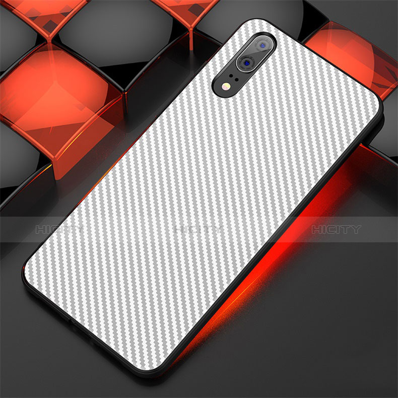 Coque Silicone Housse Etui Gel Line pour Huawei P20 Blanc Plus