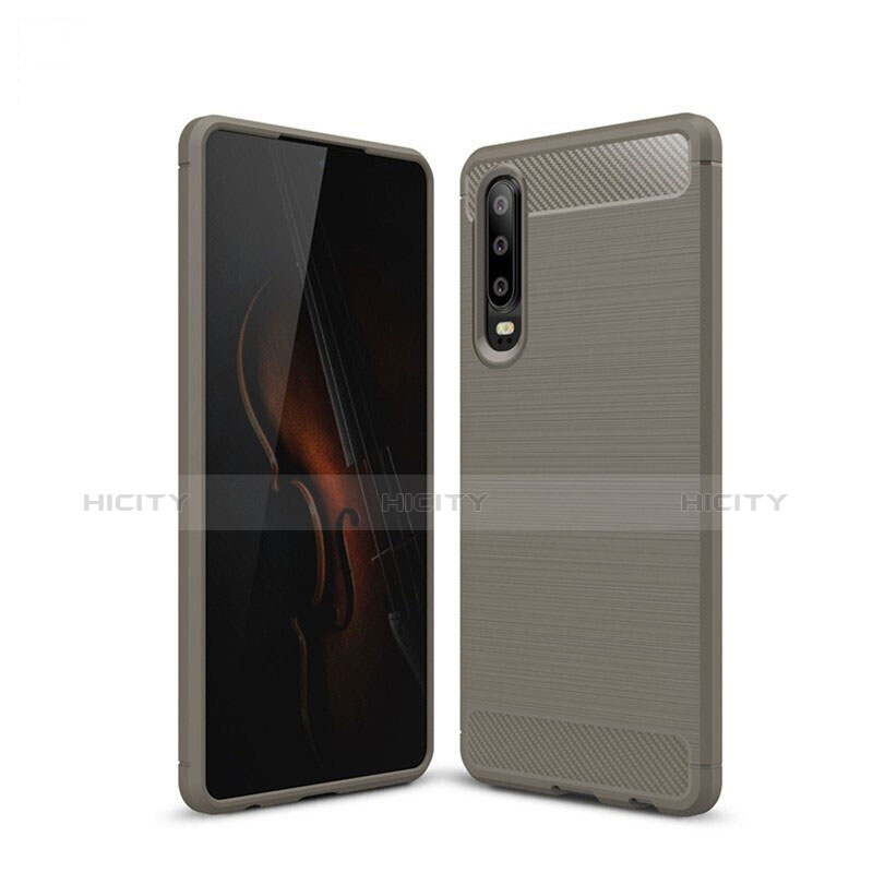 Coque Silicone Housse Etui Gel Line pour Huawei P30 Gris Plus