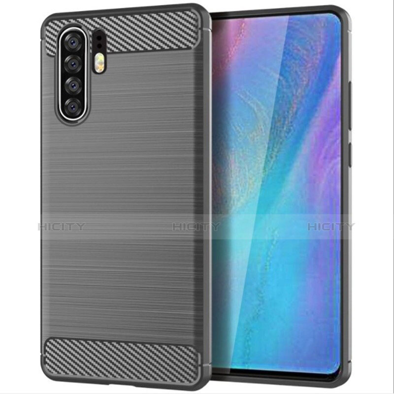 Coque Silicone Housse Etui Gel Line pour Huawei P30 Pro Gris Plus