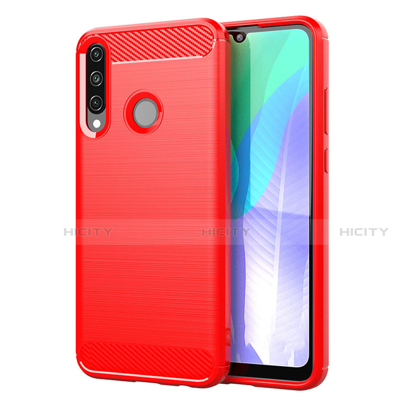 Coque Silicone Housse Etui Gel Line pour Huawei Y6p Rouge Plus