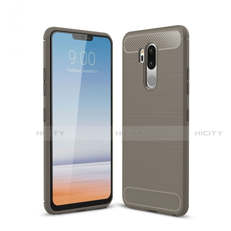 Coque Silicone Housse Etui Gel Line pour LG G7 Gris Plus