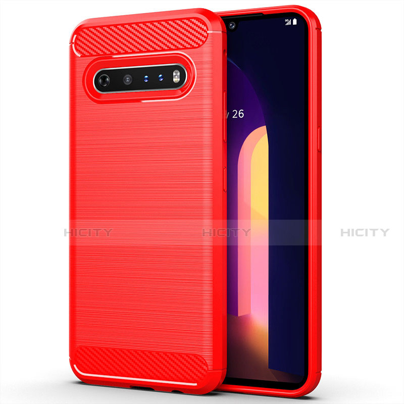 Coque Silicone Housse Etui Gel Line pour LG V60 ThinQ 5G Rouge Plus