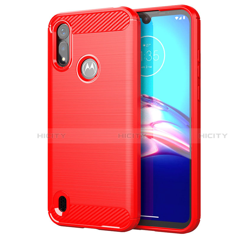 Coque Silicone Housse Etui Gel Line pour Motorola Moto E6s (2020) Rouge Plus