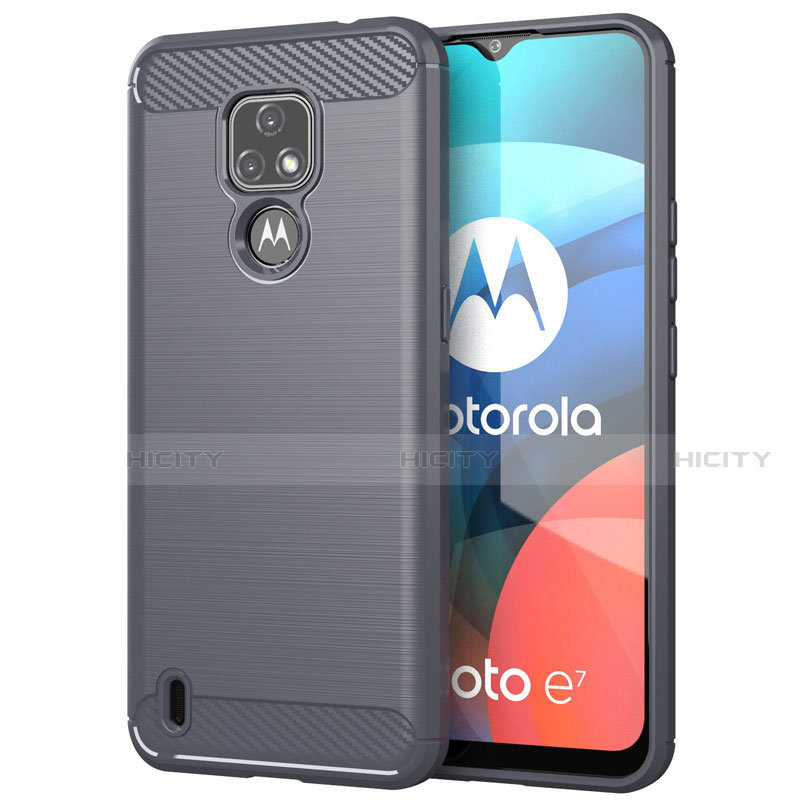 Coque Silicone Housse Etui Gel Line pour Motorola Moto E7 (2020) Gris Plus