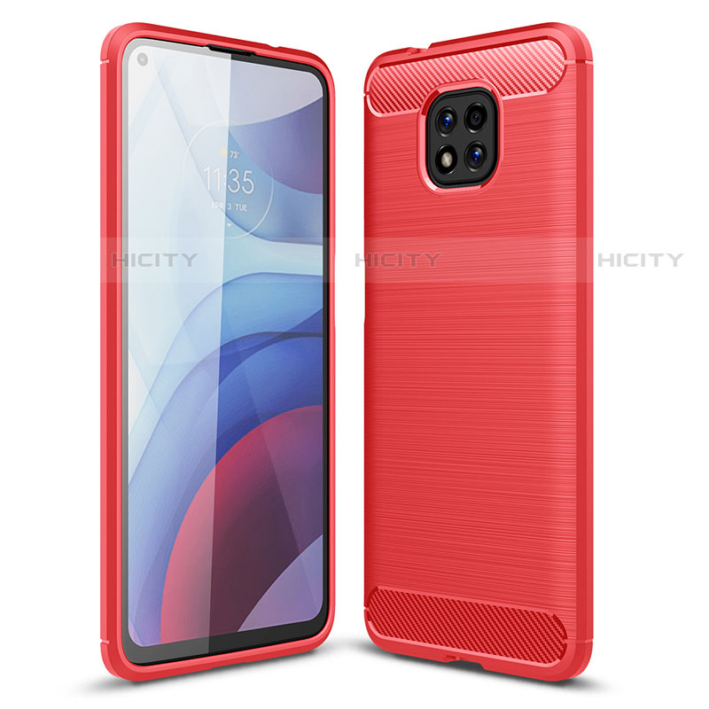 Coque Silicone Housse Etui Gel Line pour Motorola Moto G Power (2021) Rouge Plus