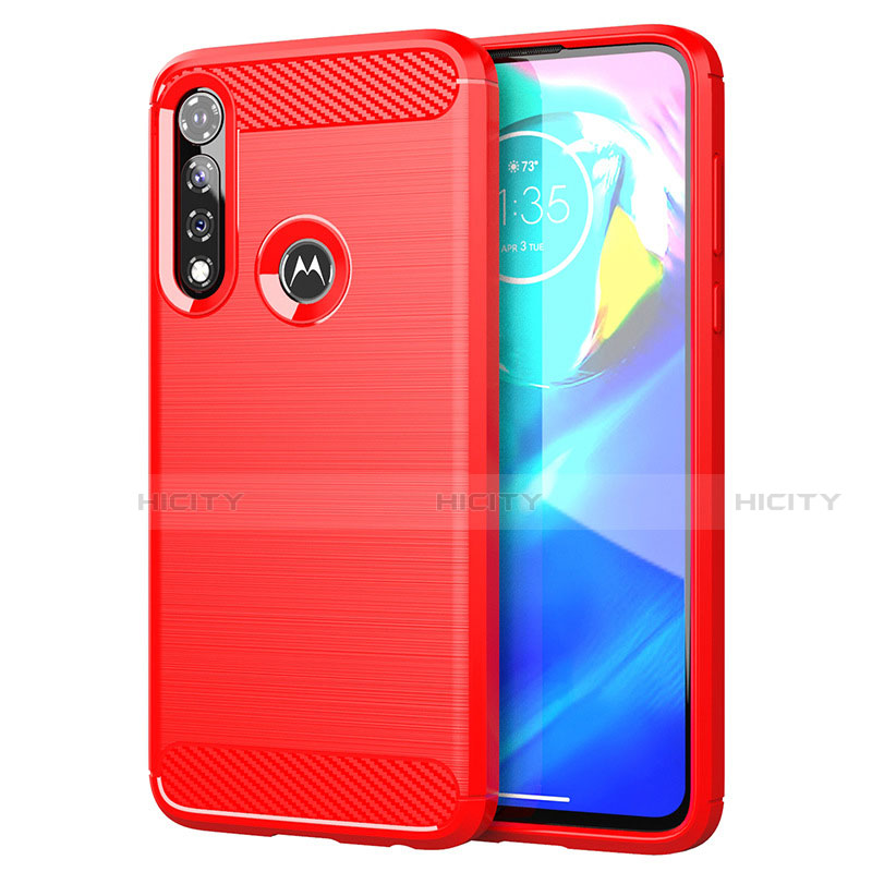 Coque Silicone Housse Etui Gel Line pour Motorola Moto G Power Rouge Plus