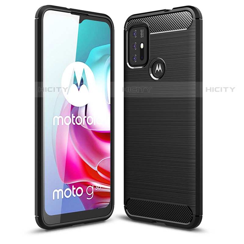 Coque Silicone Housse Etui Gel Line pour Motorola Moto G20 Noir Plus