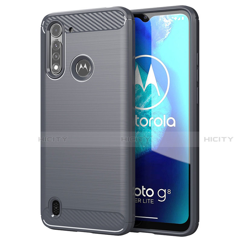 Coque Silicone Housse Etui Gel Line pour Motorola Moto G8 Power Lite Gris Plus