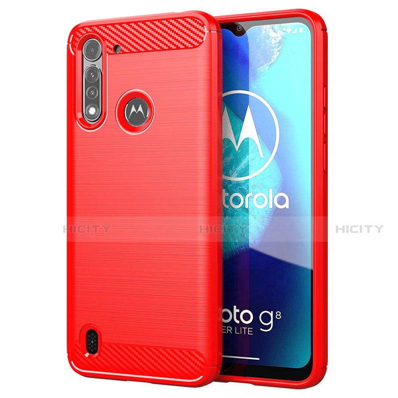 Coque Silicone Housse Etui Gel Line pour Motorola Moto G8 Power Lite Rouge Plus