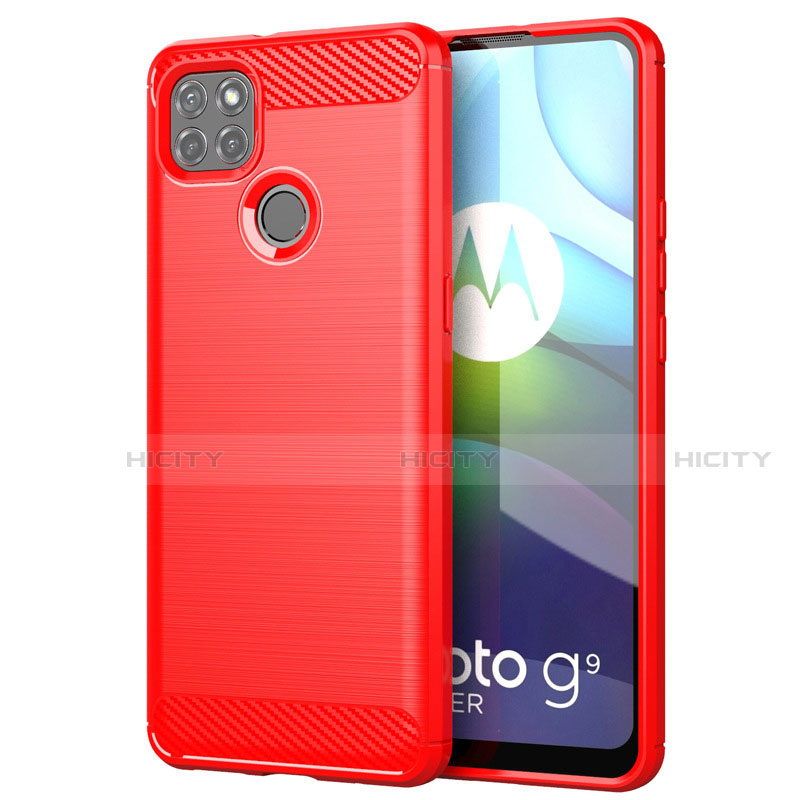 Coque Silicone Housse Etui Gel Line pour Motorola Moto G9 Power Rouge Plus