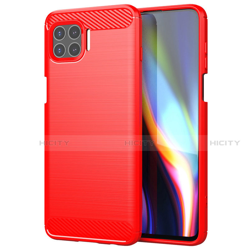 Coque Silicone Housse Etui Gel Line pour Motorola Moto One 5G Rouge Plus