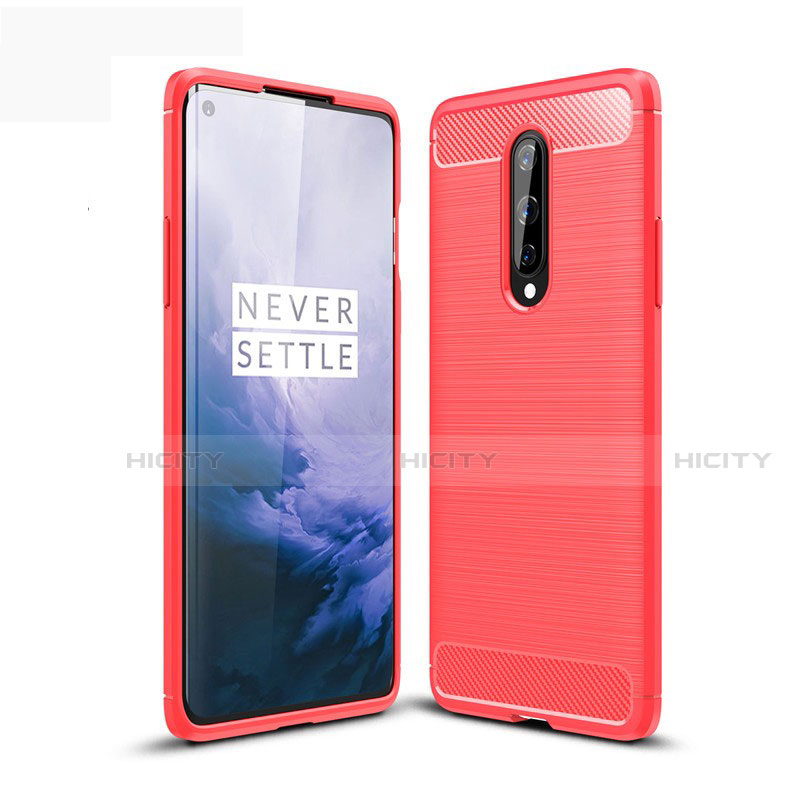 Coque Silicone Housse Etui Gel Line pour OnePlus 8 Rouge Plus