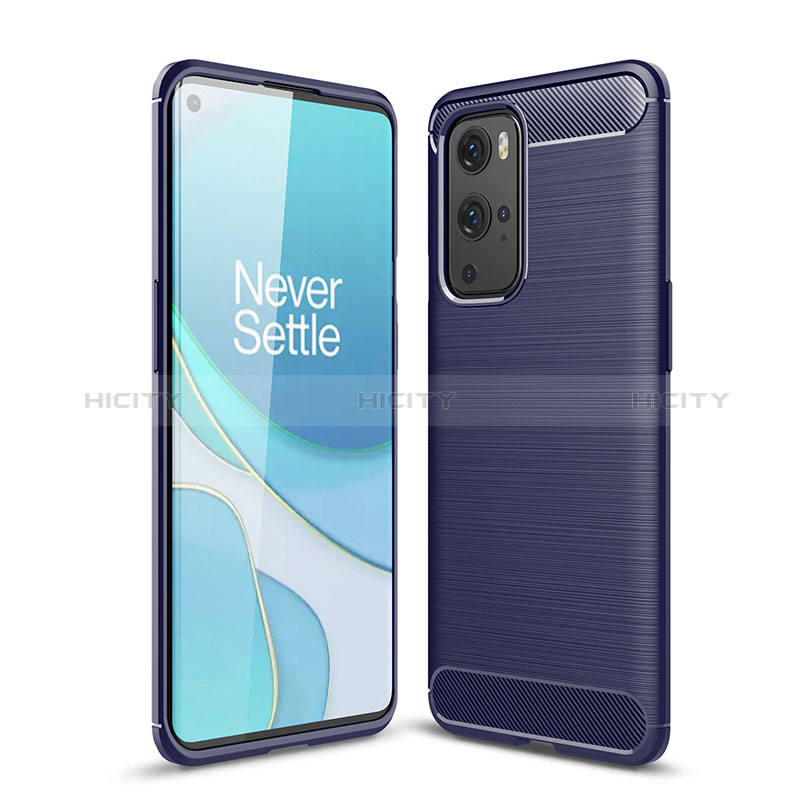 Coque Silicone Housse Etui Gel Line pour OnePlus 9 Pro 5G Bleu Plus