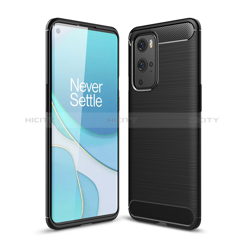 Coque Silicone Housse Etui Gel Line pour OnePlus 9 Pro 5G Noir Plus