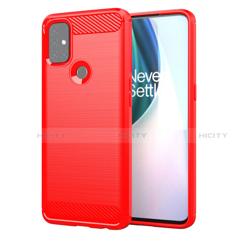 Coque Silicone Housse Etui Gel Line pour OnePlus Nord N10 5G Rouge Plus